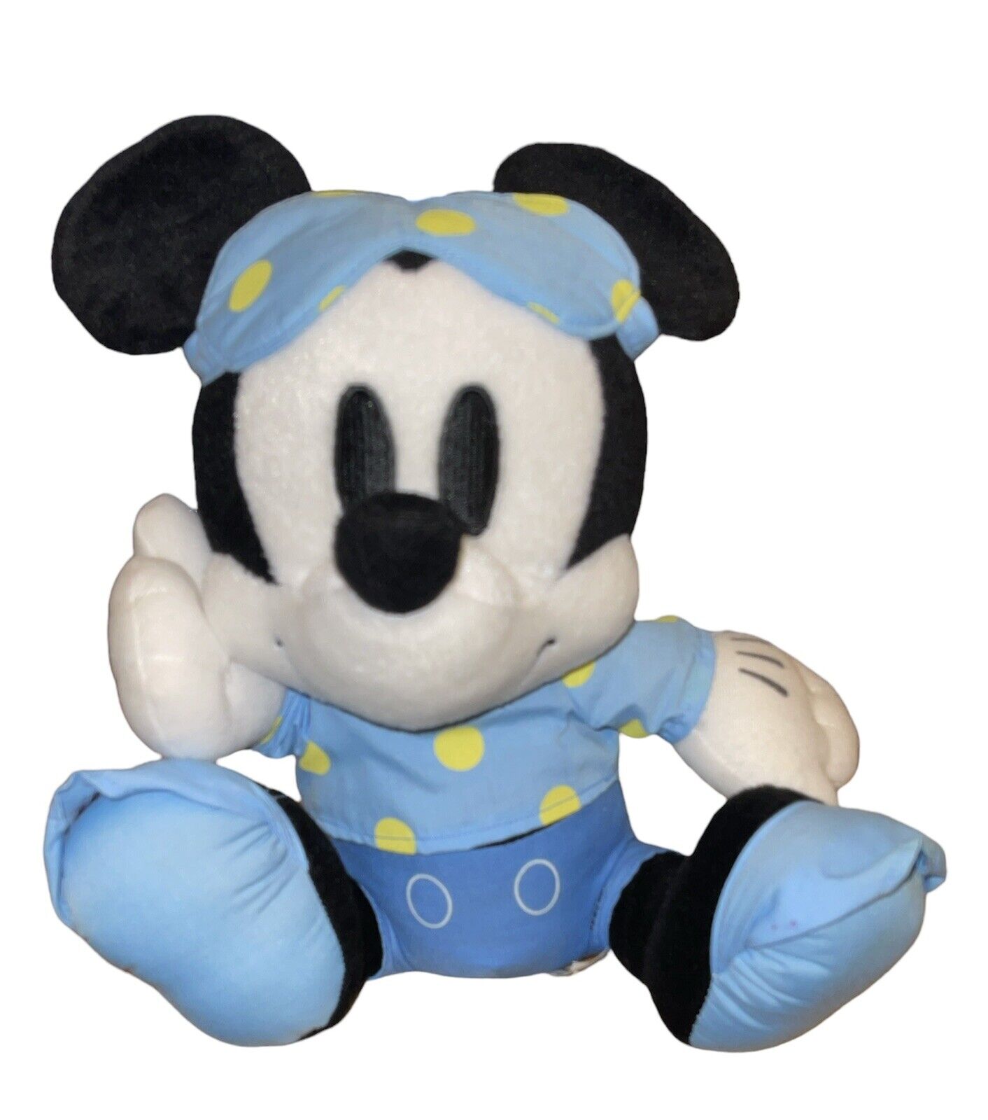 Mickey Mouse Napper Plush Walt Disney Sega Sleep Mask Blue Pajamas Polka Dot