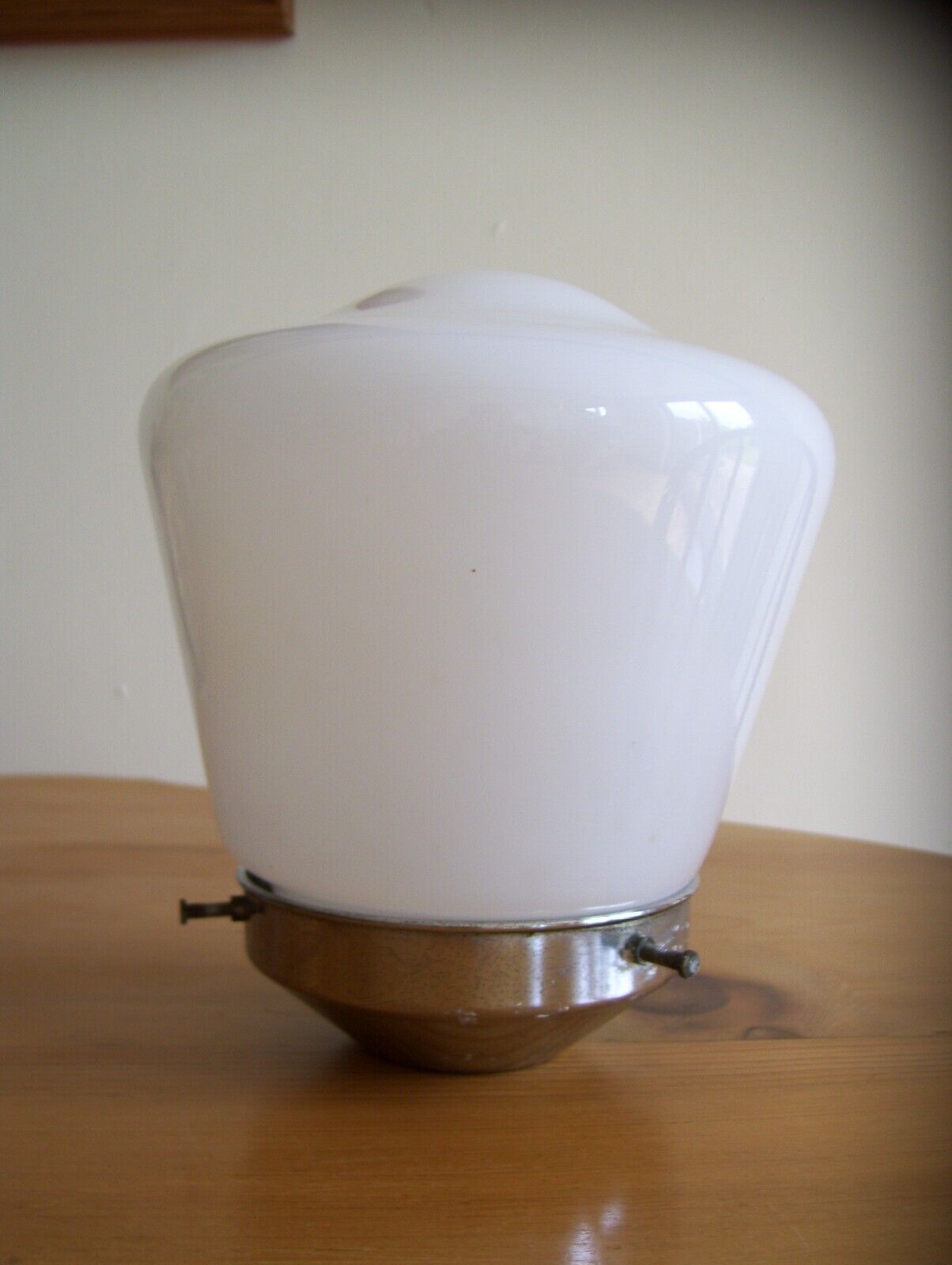 ART DECO WHITE OPALINE GLASS LAMP SHADE+FITTING-GC.