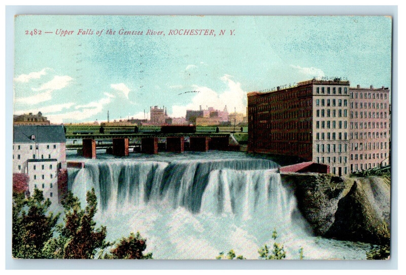 1910 Upper Falls Of The Genesee River Waterfalls Rochester NY Antique Postcard