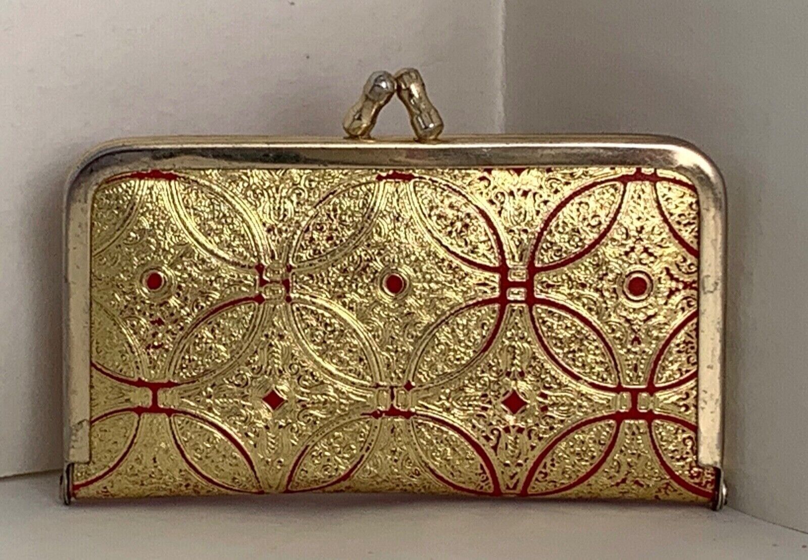 Vintage Manicure Set Red & Gold Leather Austrian Case: Tools Made In Germany