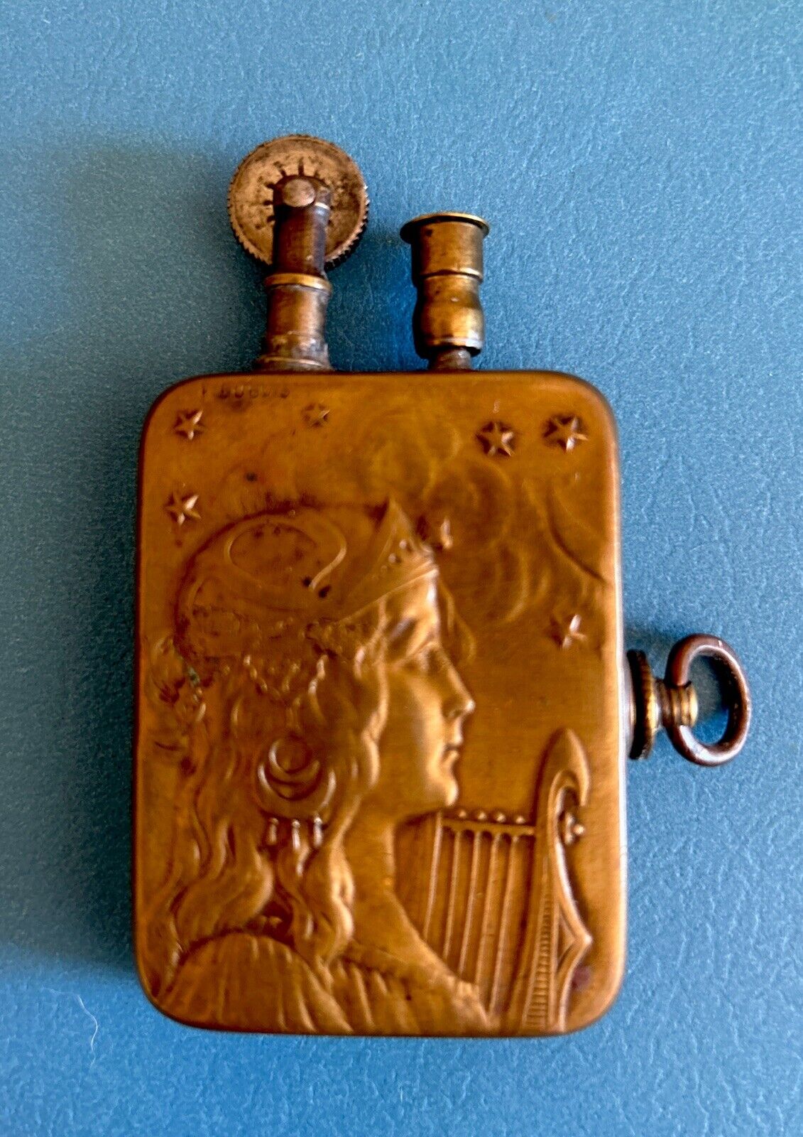 Antique  French Trench Pocket Cigarette Lighter,circa 1913, Brass  Art “N” Style