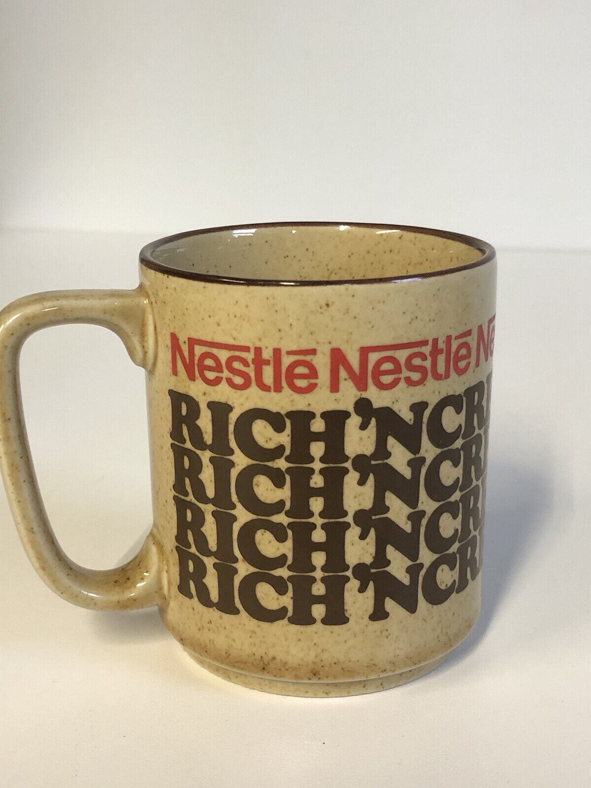 Vintage Nestle Rich & Creamy Hot Cocoa Brown Stonewear Coffee Mug Made In Japan