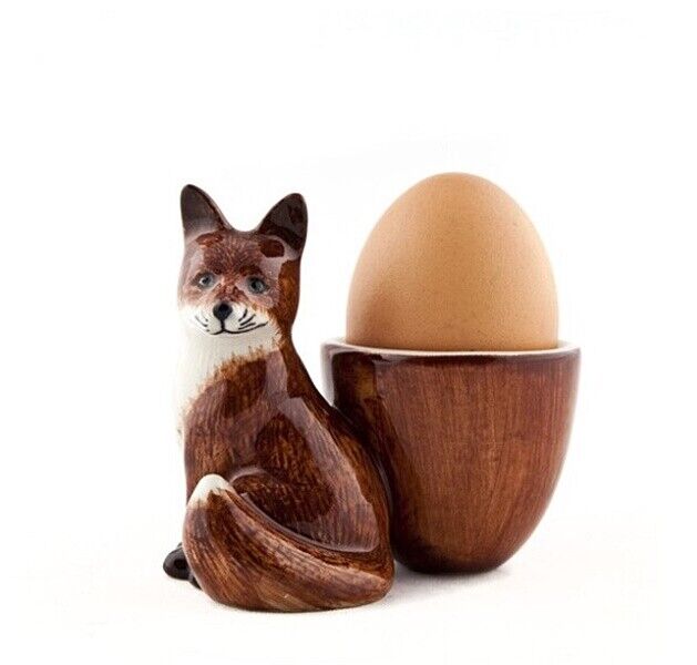 Egg Cup FOX Figurine Lovely Thai Ceramic Kitchenware Collectibles Home Decor