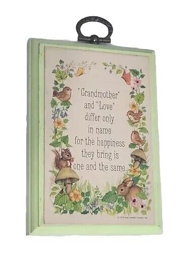 Vintage 1979 Hallmark Mini Plaque Grandmother And Love Differ Only In Name USA