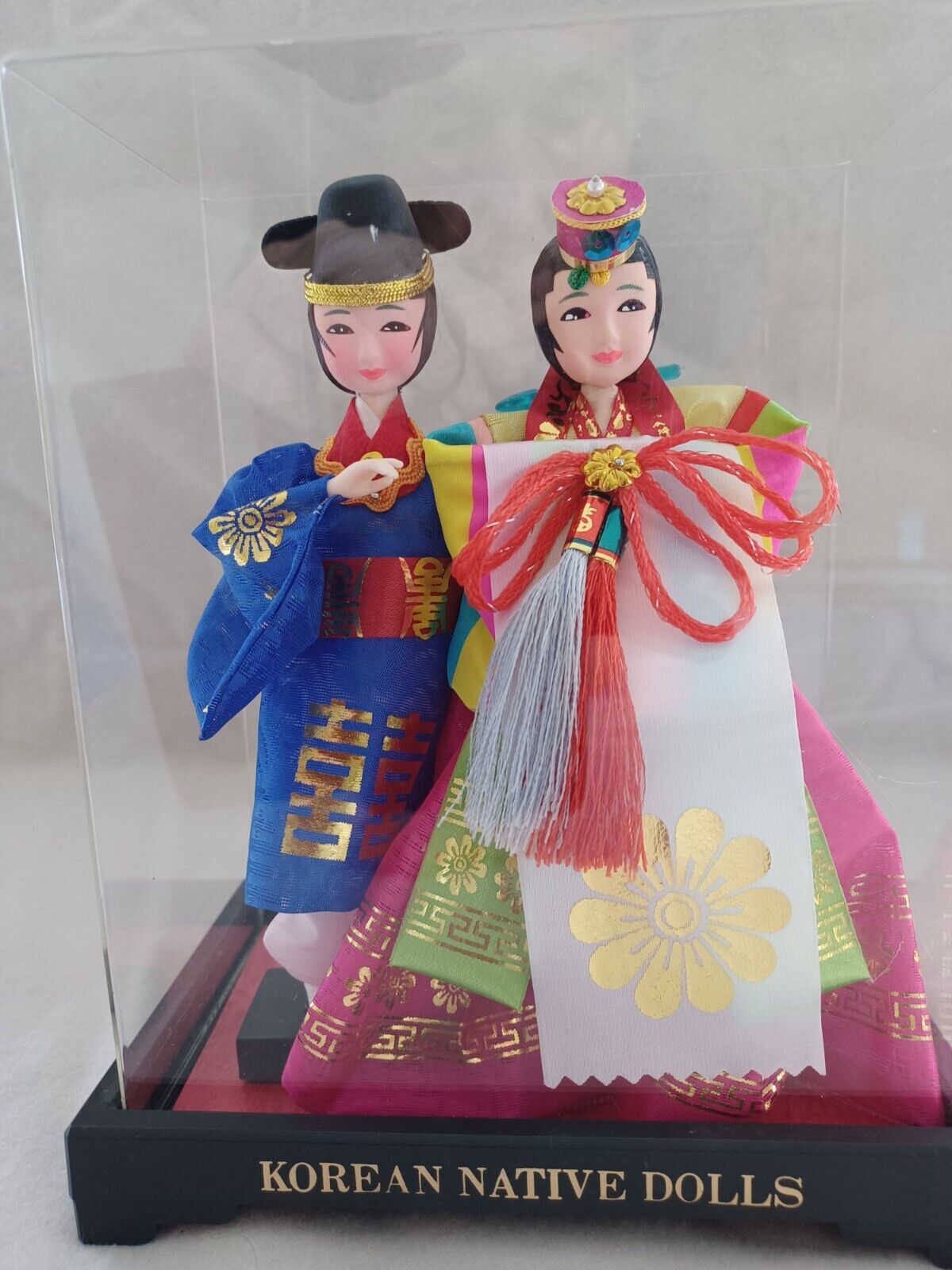 Vintage Korean Wedding Native Dolls In Display Box Korea Orient Doll NWOT Gift