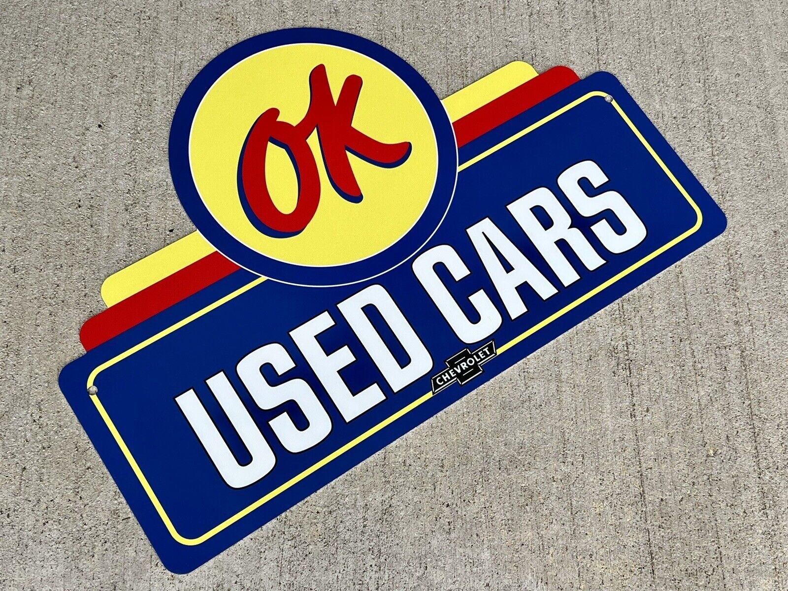 18 Inch OK Used Cars Chevy Service Vintage Style Die Cut Sign