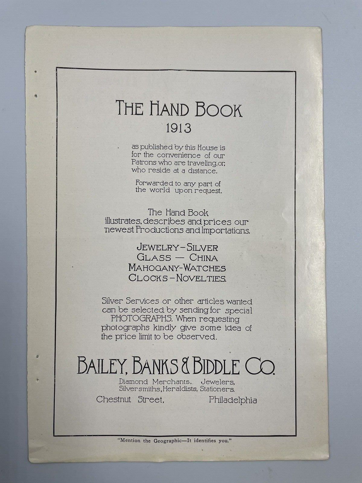 1913 Bailey Banks & Biddle Co Philadelphia Print Ad