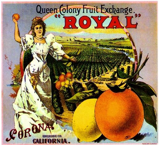 Corona Riverside County Royal Princess #4 Orange Citrus Fruit Crate Label Print