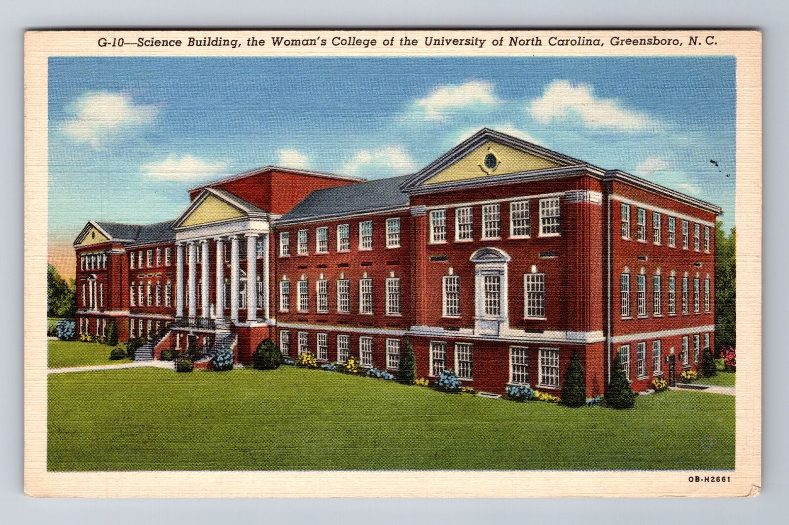 Greensboro NC-North Carolina, Science Building, College, Vintage c1945 Postcard