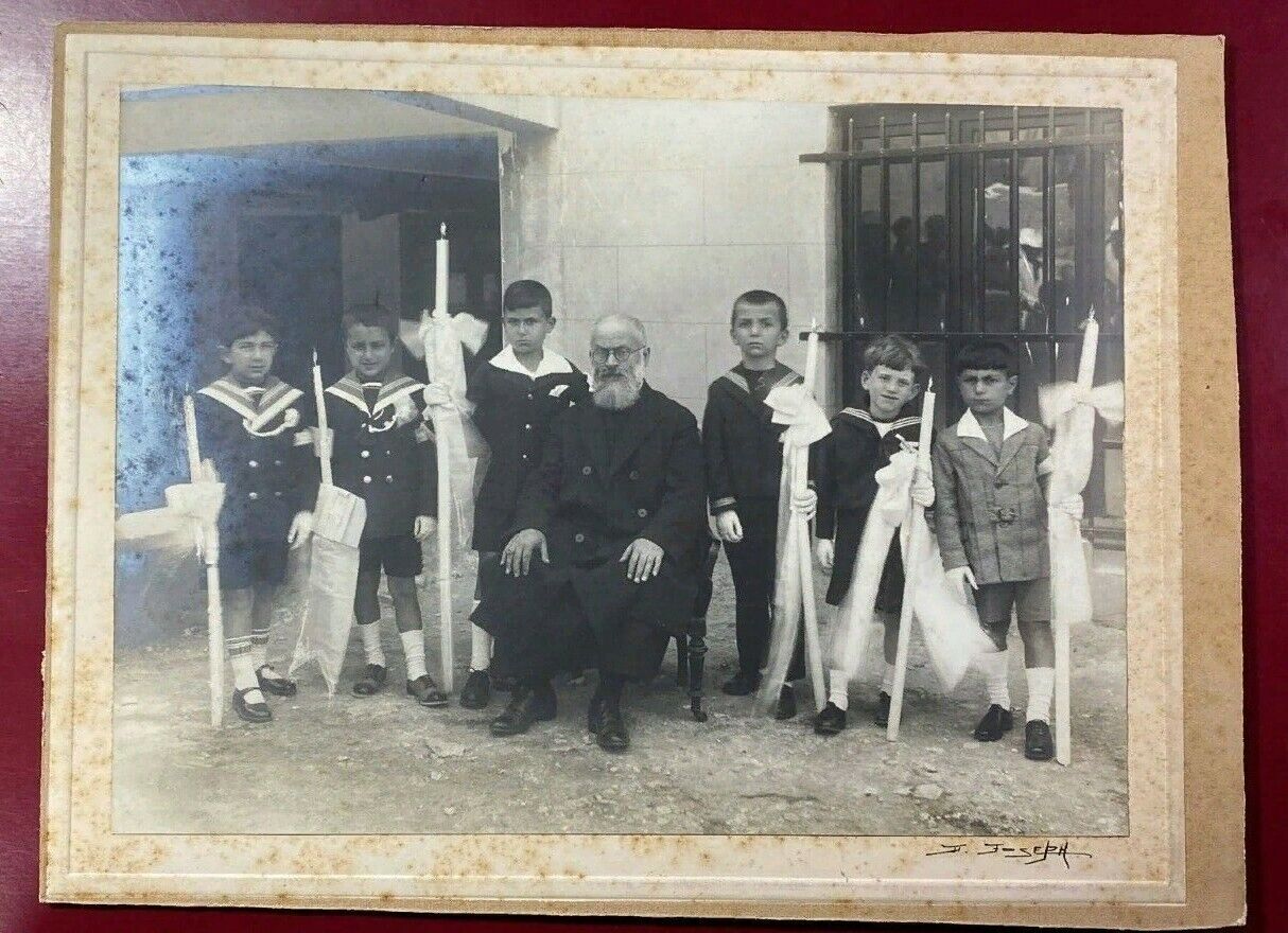 PHOTO JOSEPH  1920s . ARMENIAN  Spiritual Priest & Childs school PHOTO Istanbul
