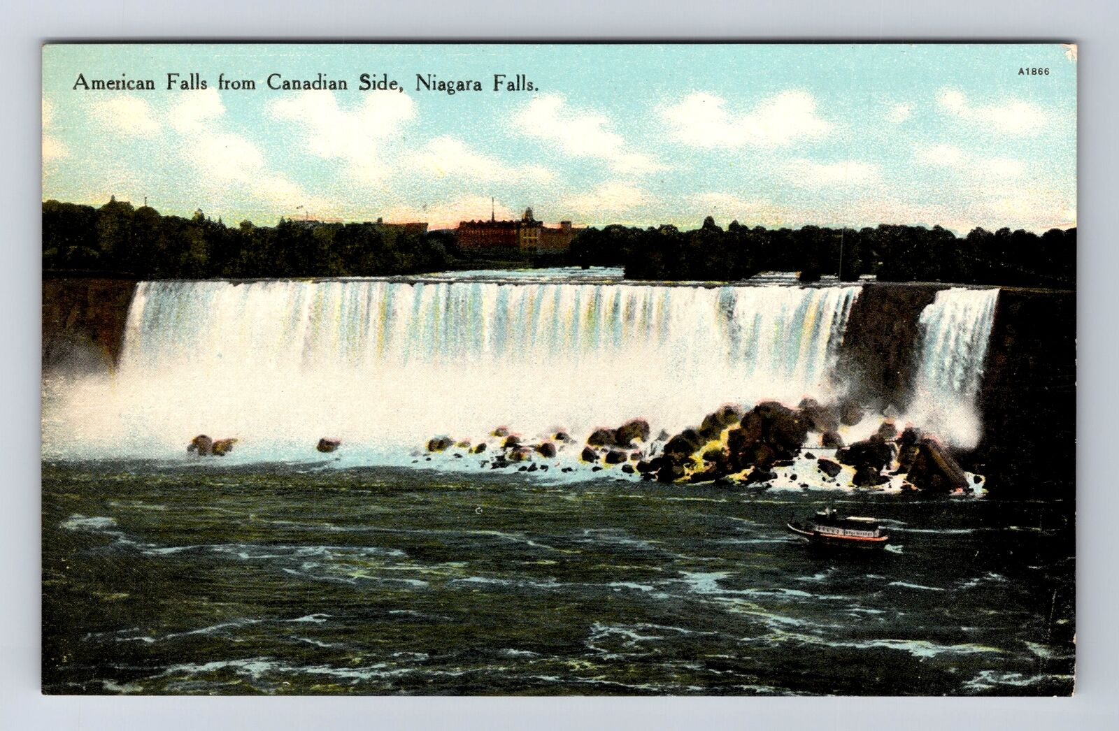 Niagara Falls-Ontario, American Falls from Canadian Side, Vintage Postcard