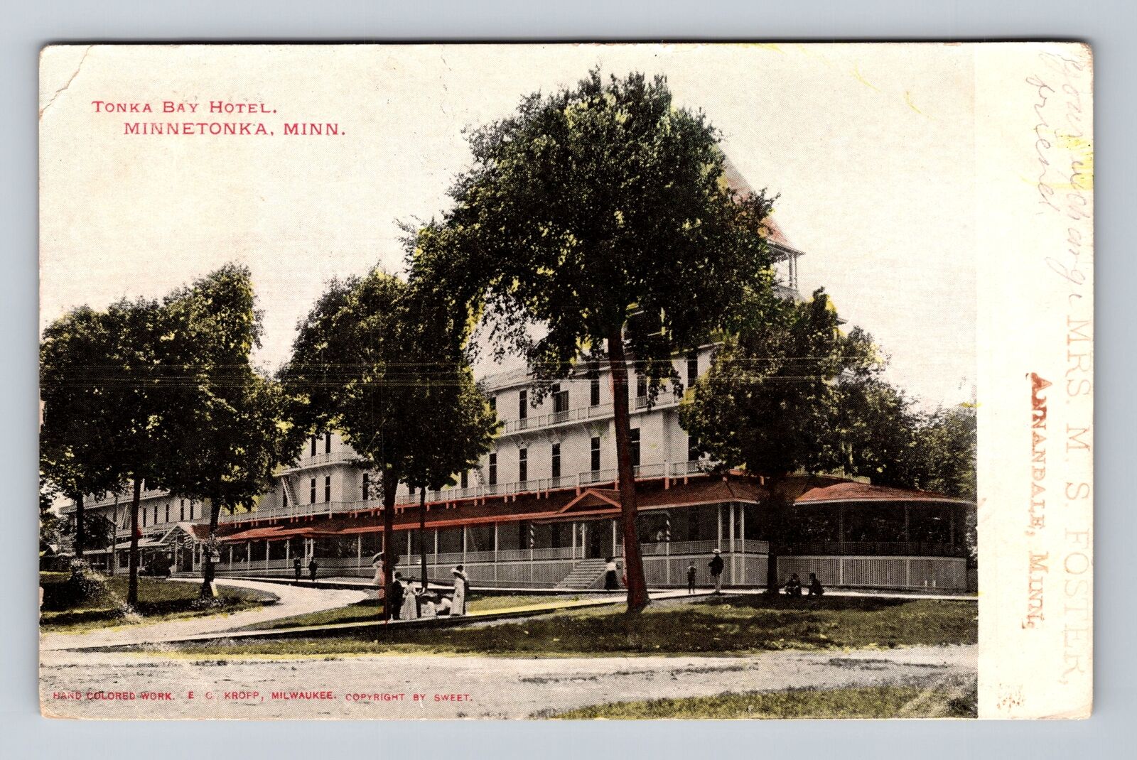 Minnetonka MN-Minnesota, Tonka Bay Hotel, Advertisement, Vintage c1907 Postcard