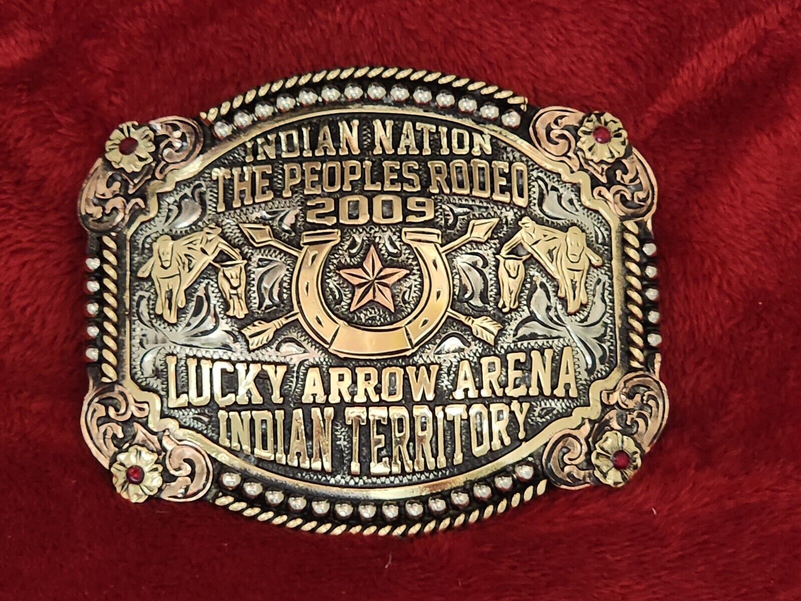 BULLDOGGING PROFESSIONAL RODEO☆INDIAN NATION☆ CHAMPION TROPHY BUCKLE☆2009☆192