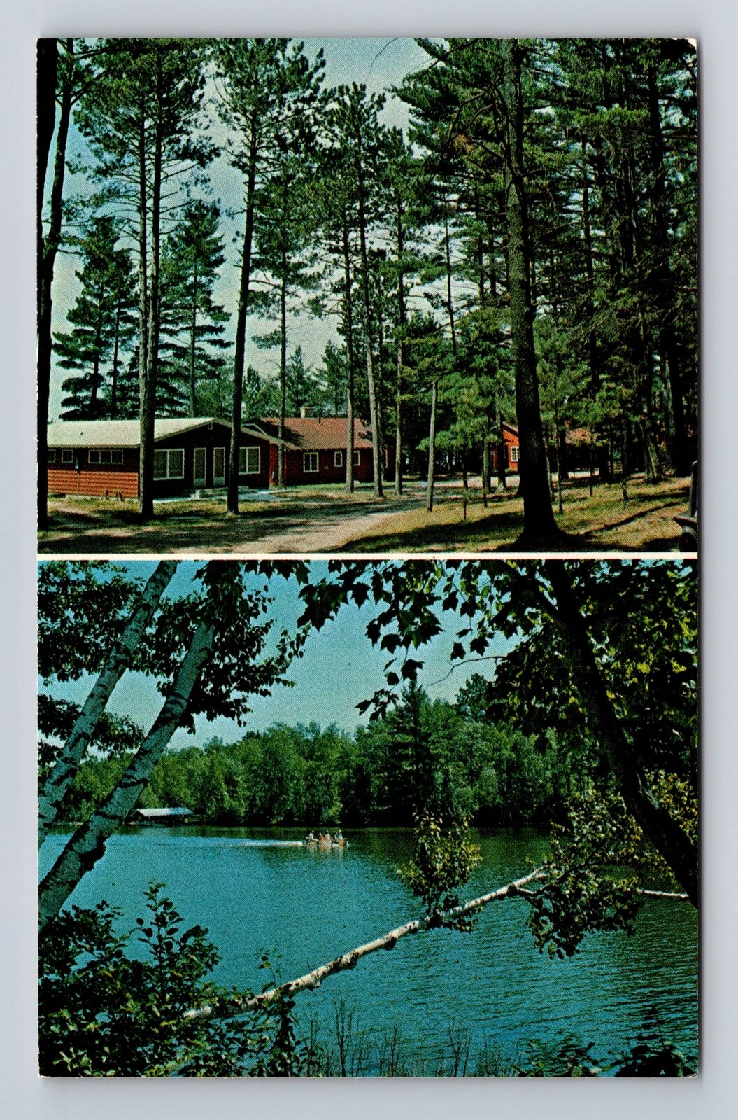 Eagle River WI-Wisconsin, Eagle Waters Resort, Lake View, Vintage Card Postcard