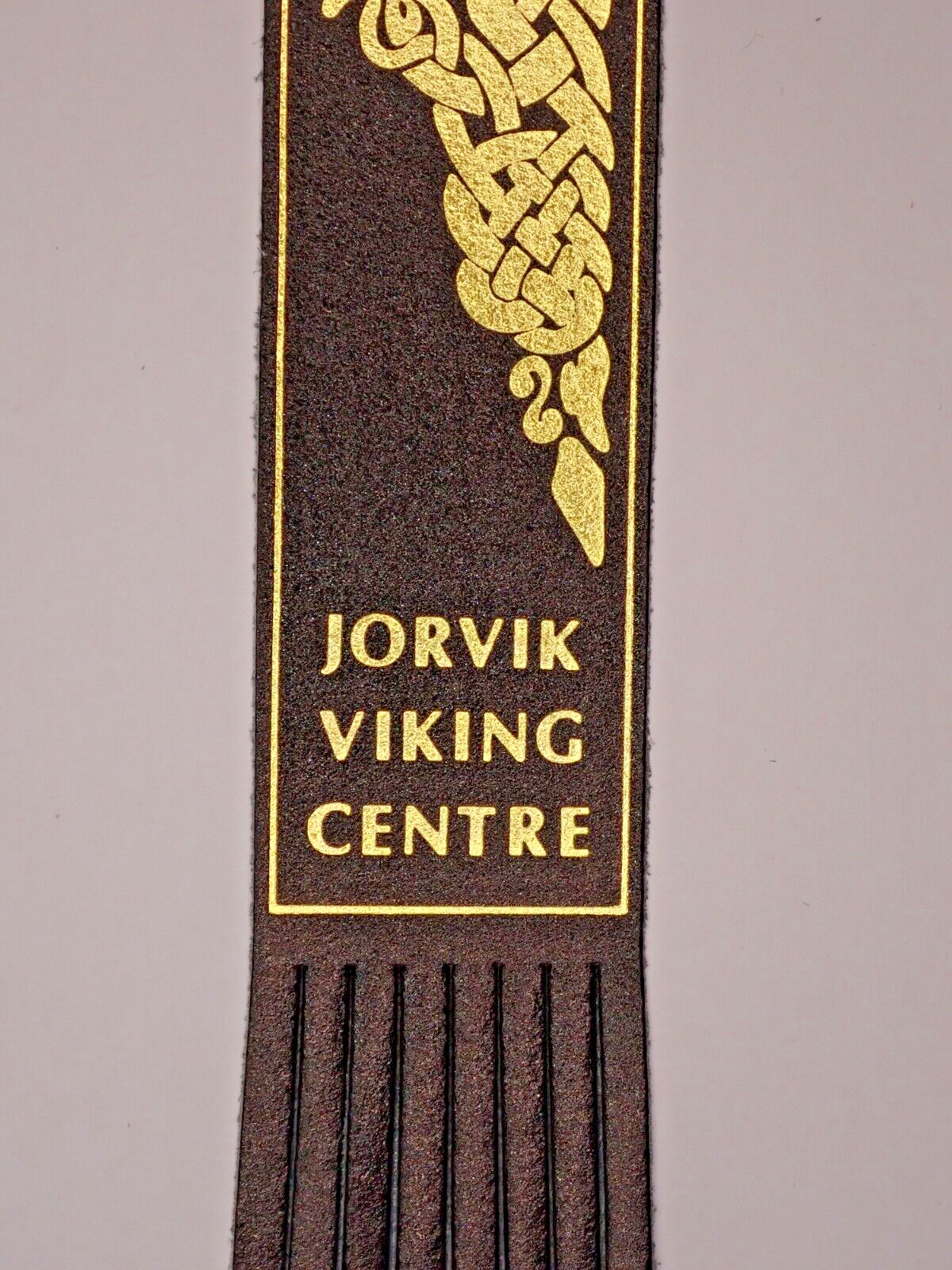 JORVIK Viking Centre, Coppergate, York, Black Leather Bookmark (I)