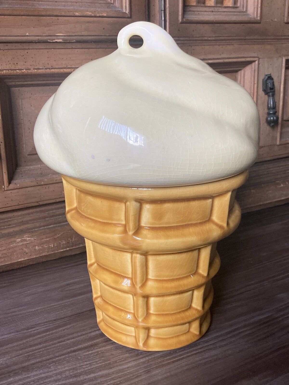 Vintage Ice Cream Cone Cookie Jar Ceramic