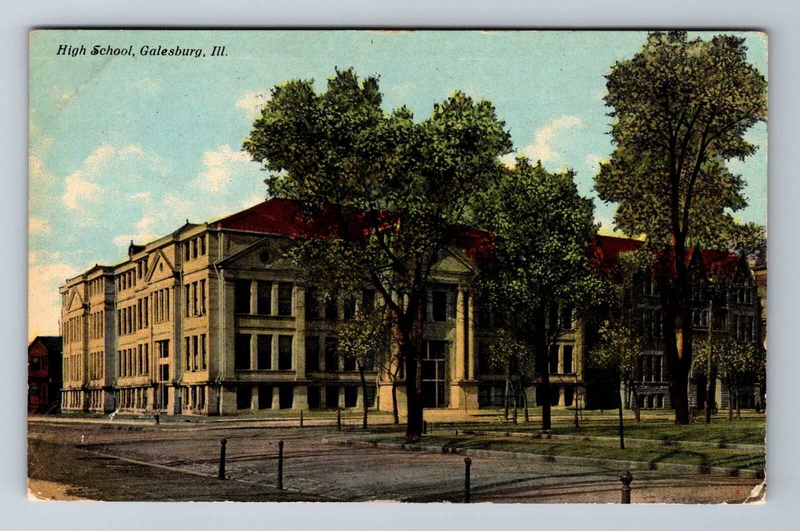 Galesburg IL-Illinois, High School, Antique Vintage Souvenir Postcard