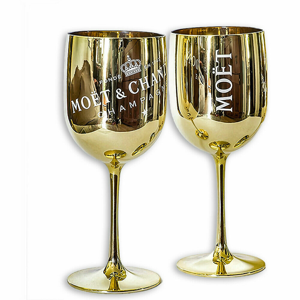 Moet Chandon Imperial Gold Acrylic Champagne Goblet Glass - Set of 2 New