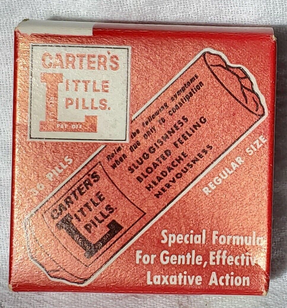 Vintage Carter\'s Little Pills Laxative Medicine Bottle in Sealed Box - NOS 