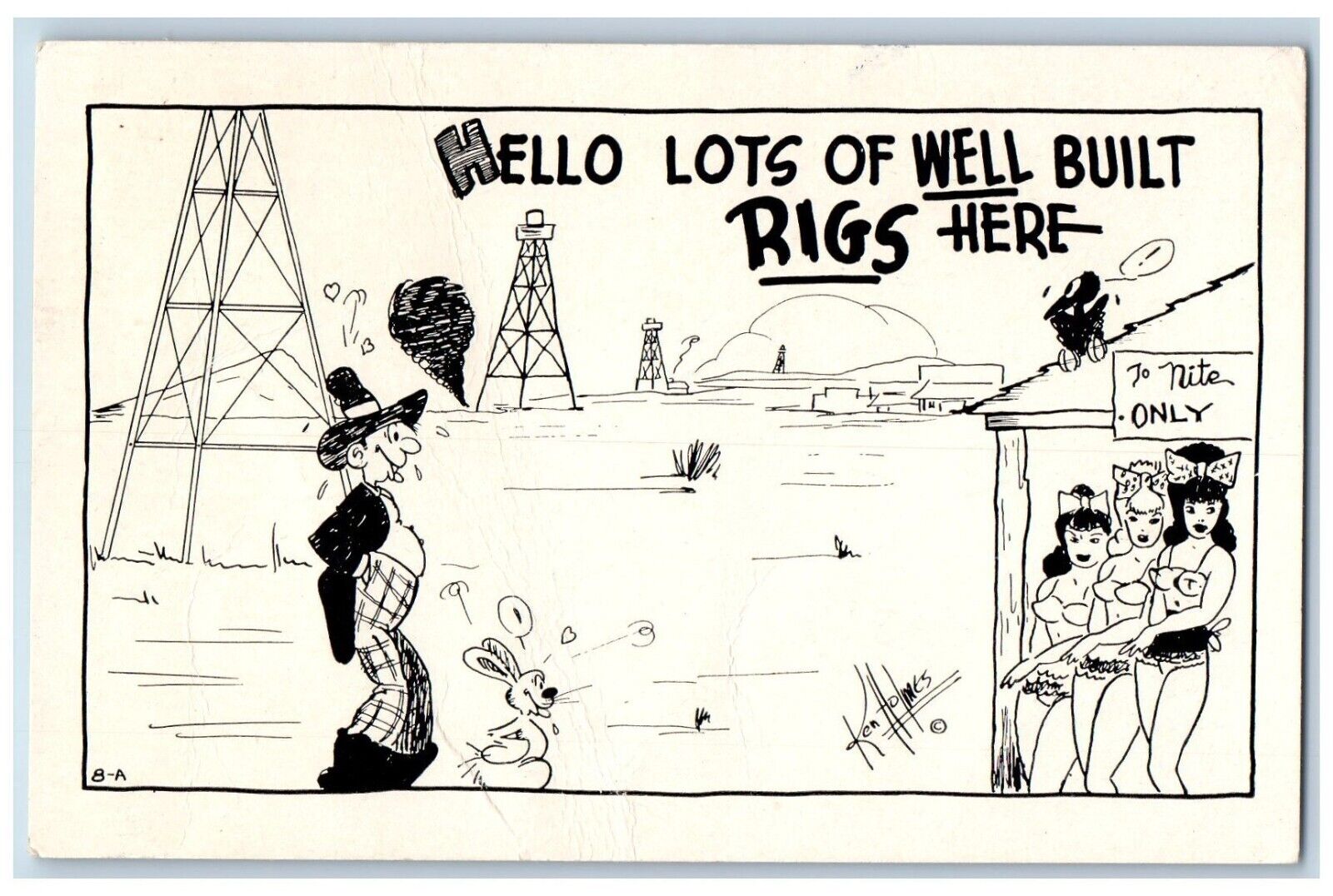Benson MN Postcard Humor Lots Of Well Built Rigs Here Sexy Girls Oil Rigs Posted
