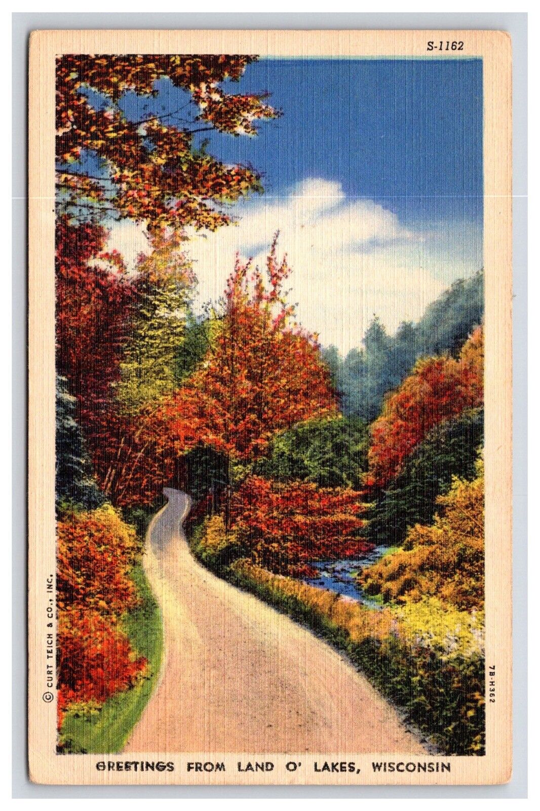 Postcard: WI 1949 Woodland, Greetings From Land O\' Lakes, Wisconsin - Posted