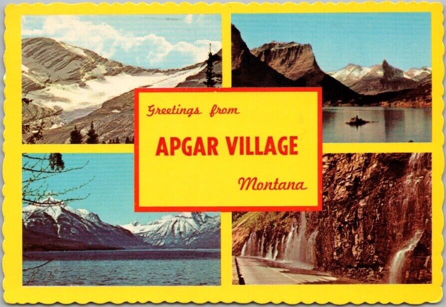 Vintage APGAR VILLAGE Montana Greetings Postcard 4 Views 4