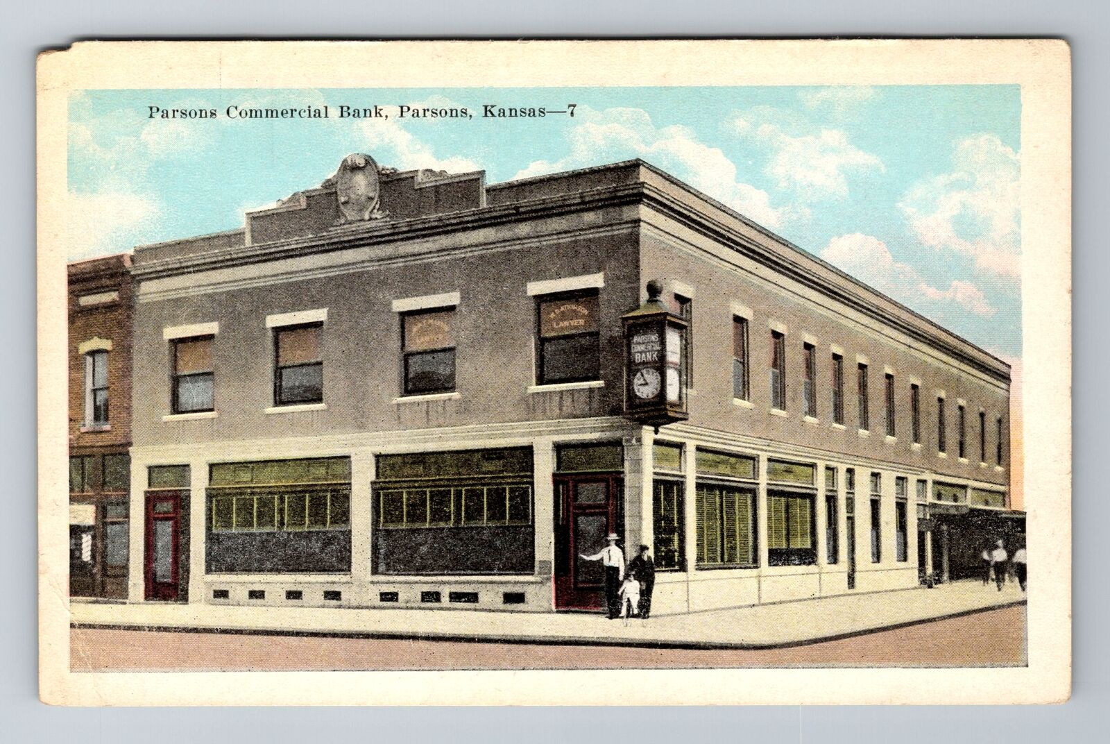 Parsons KS-Kansas, Parsons Commercial Bank, Antique, Vintage Souvenir Postcard