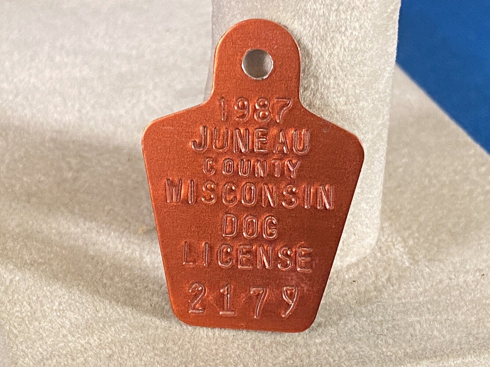 Vintage 1987 Juneau County Wisconsin Metal Dog License Tag