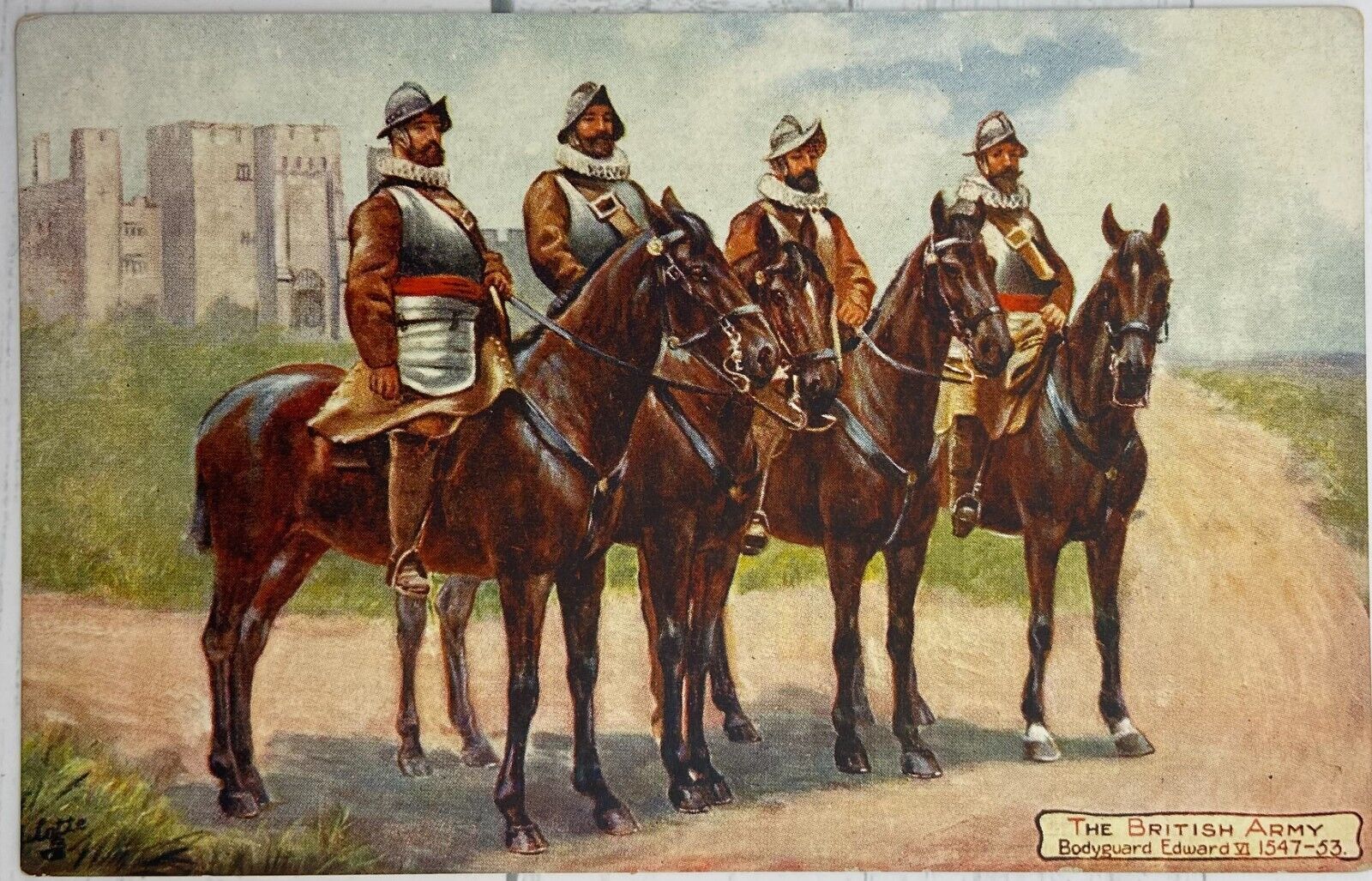 Vintage Tuck\'s Postcard ~ The British Army ~ Bodyguard Edward VI 1547-53
