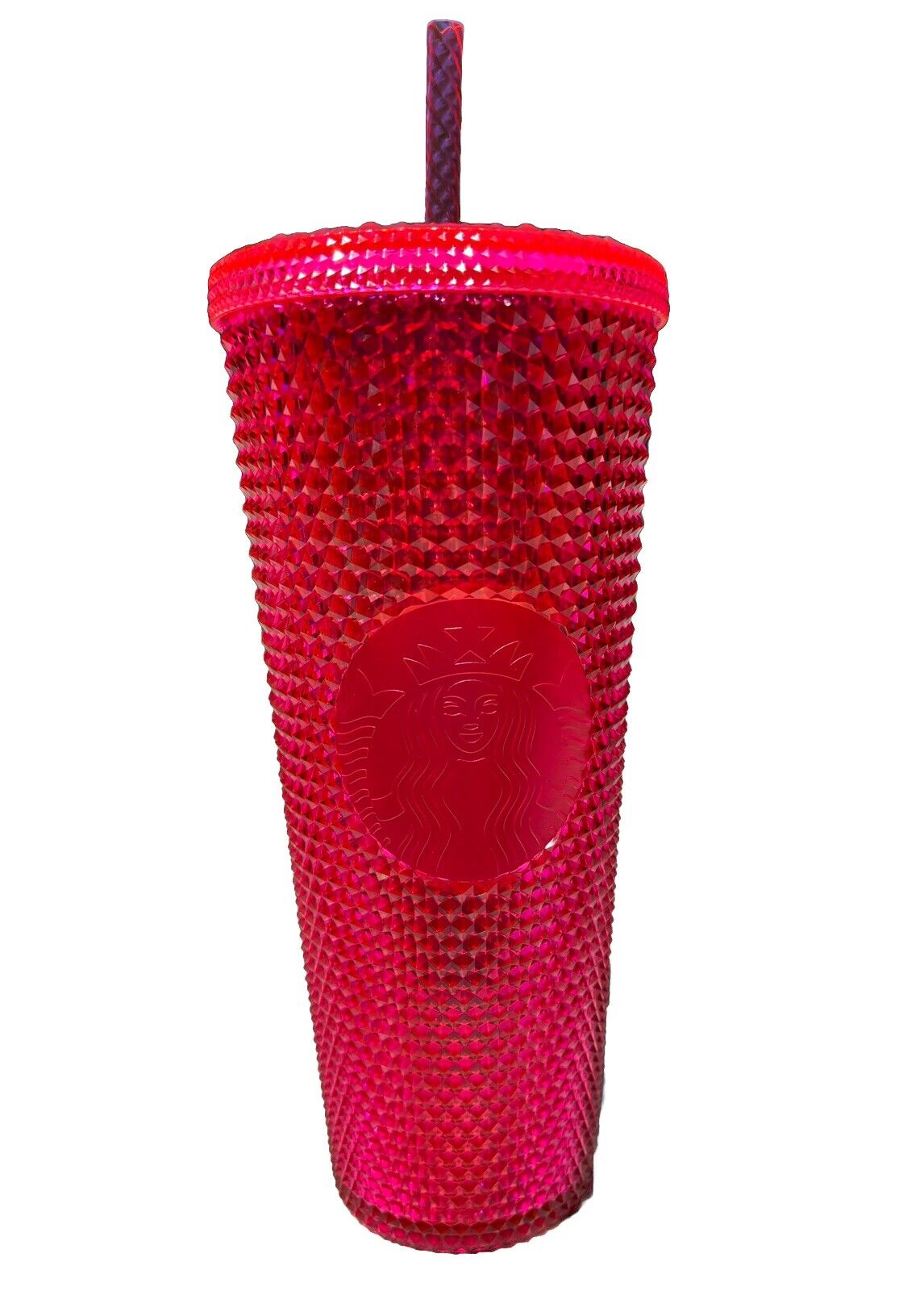 2019 Starbucks Hot Pink Studded Tumbler Cold Cup & Straw 24 oz Venti New NWT