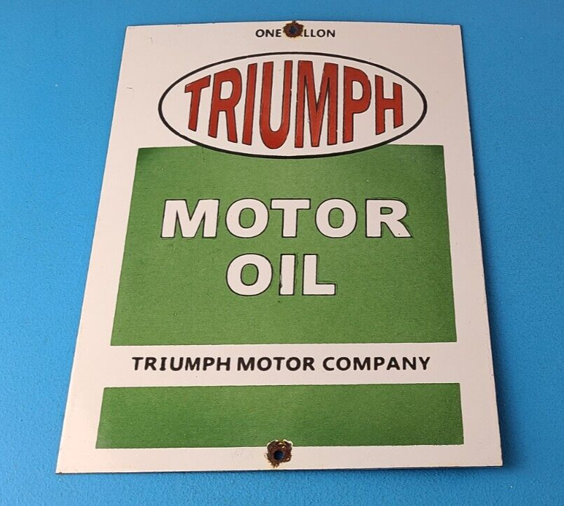 Vintage Triumph Motor Oil Sign - Gas Service Pump Porcelain Gasoline Sign