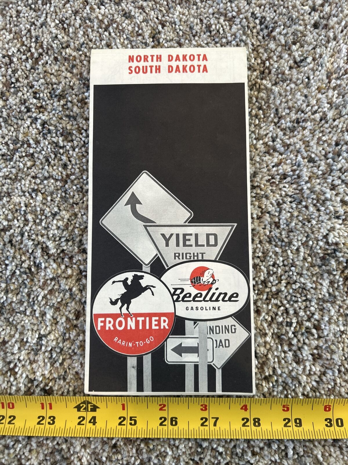 1963 Frontier Oil Beeline Gasoline North Dakota South Dakota Road Map