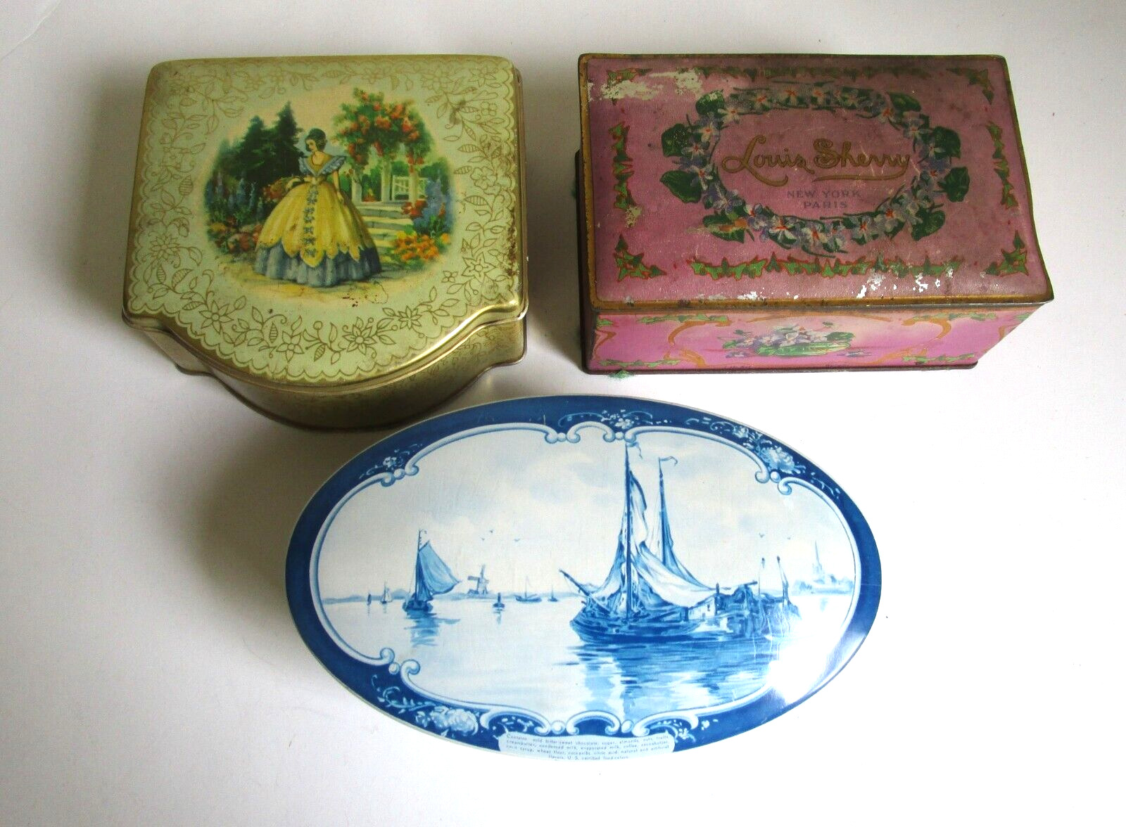 Three Vintage Hinged Candy Tins - Louis Sherry - Droste - #9