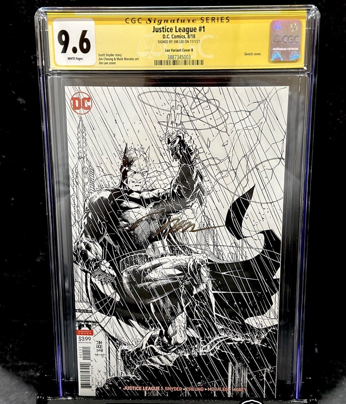 Justice League #1 Signed Jim Lee Variant B CGC 9.6