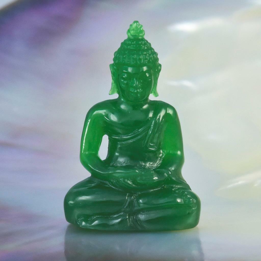 Miniature Image of the Buddha Sculpture Green Garut Chalcedony Carving 24.00 cts