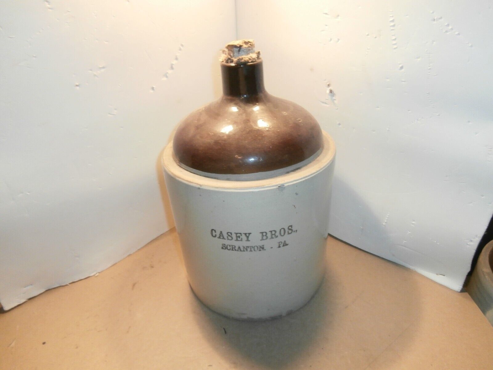 Casey Bros Stoneware whiskey Jug Antique 2 gal. Scranton PA
