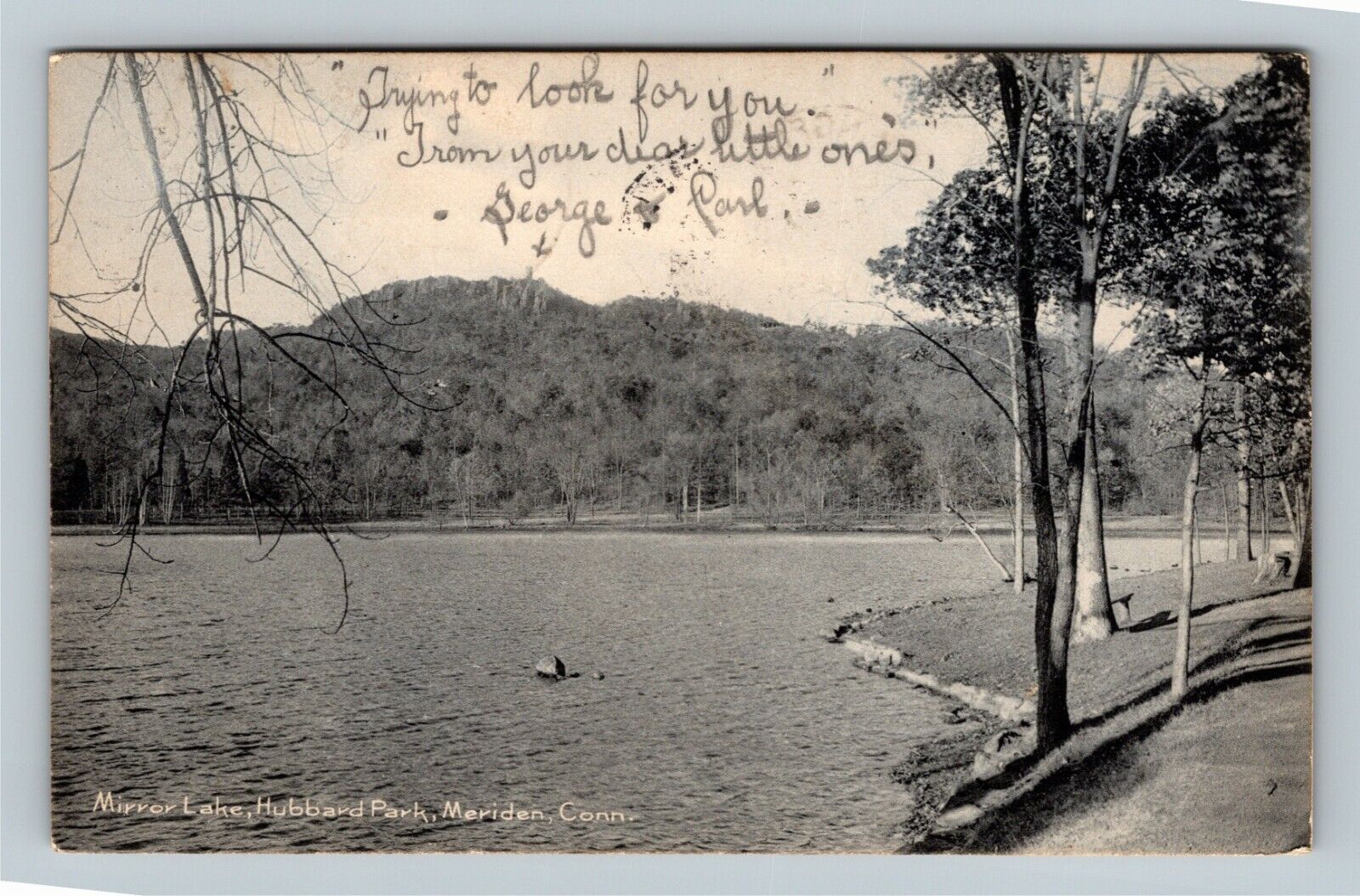 Meriden CT, Scenic Mirror Lake, Hubbard Park, Connecticut c1907 Vintage Postcard