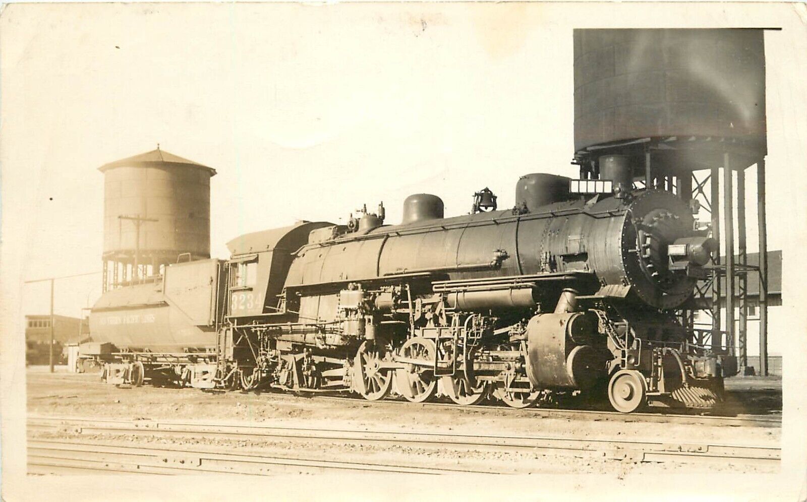 1940s? Small Train Photo S.P.R.R. 3234 2-8-2 Mikado Type at Watsonville Jct. CA