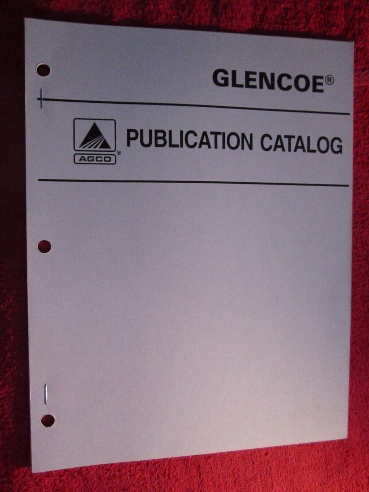 1999 AGCO GLENCOE DEALER PUBLICATION CATALOG OF MANUALS