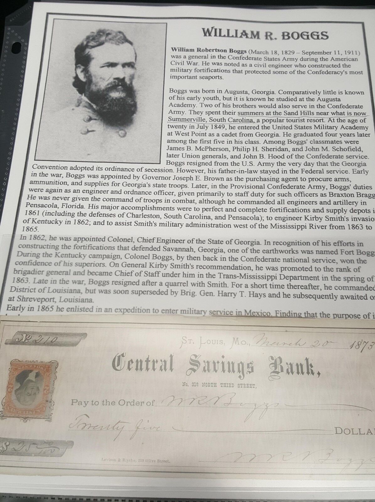 1873 William R. Boggs endorsed Check