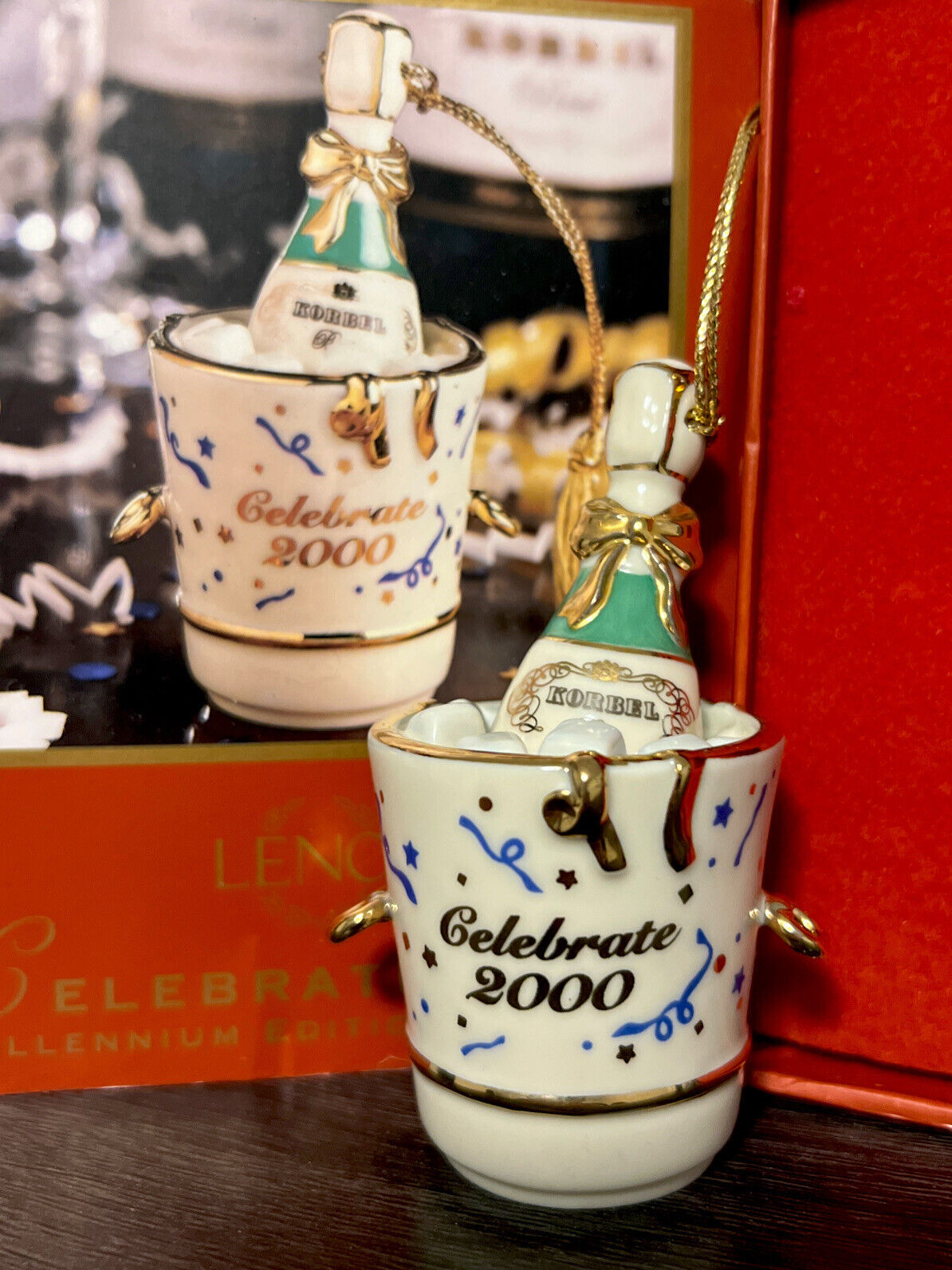 Lenox Celebrate 2000 Millennium Edition Ornament Champagne in Bucket New In Box
