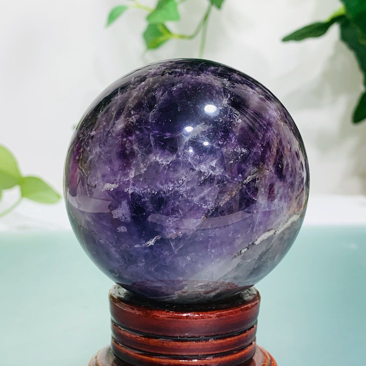 436g Natural Dream Amethyst Quartz Sphere Crystal Ball Healing Reiki Decoration