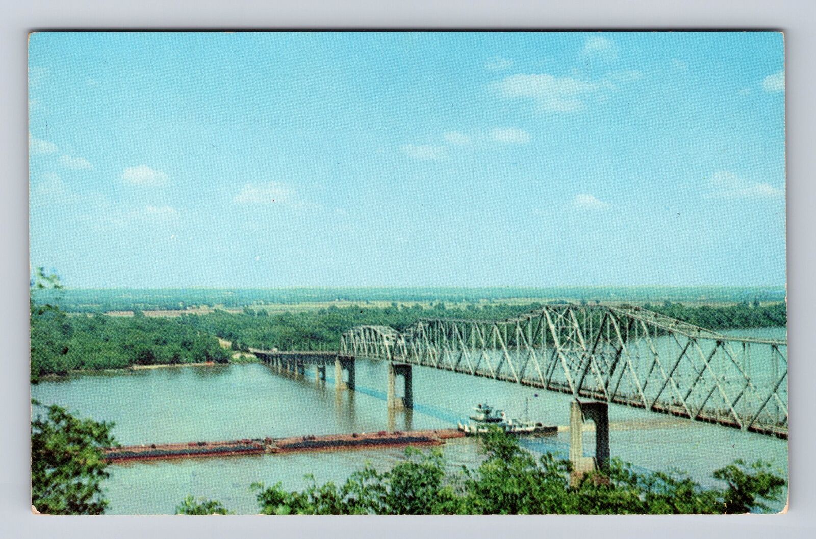 Hannibal MO-Missouri, Mark Twain Memorial Bridge, Antique, Vintage Postcard