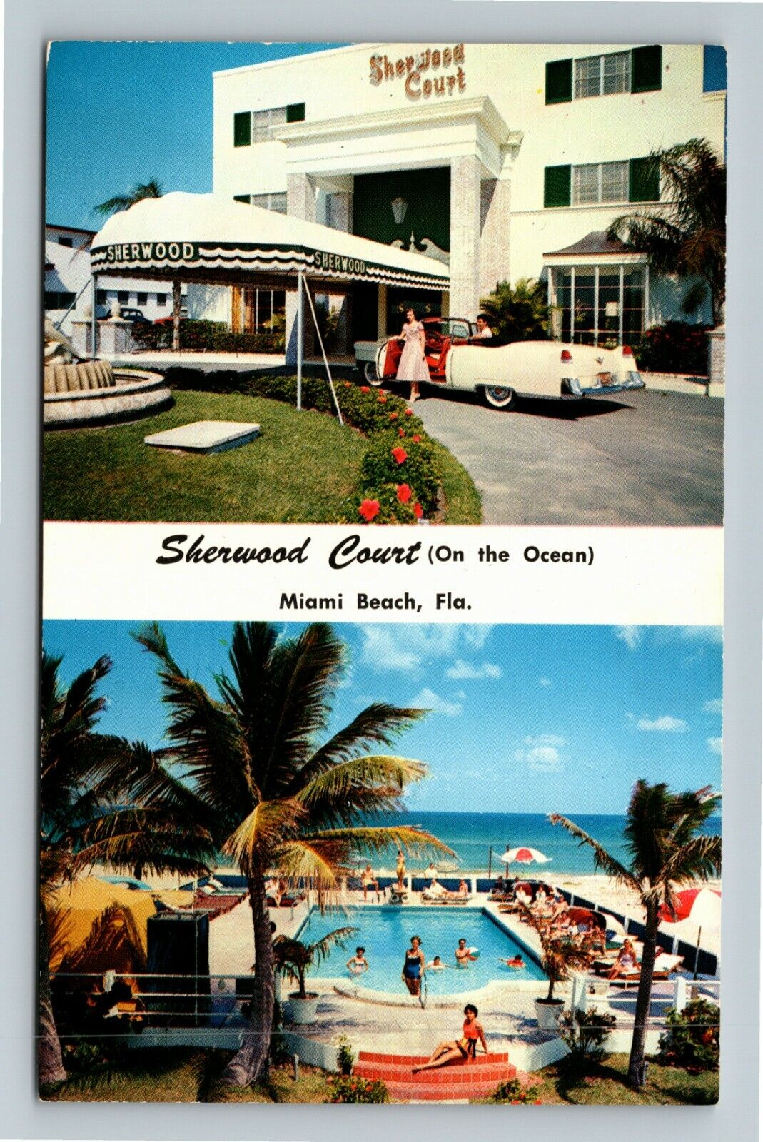 Miami Beach FL-Florida, Sherwood Court On The Ocean, Vintage Postcard