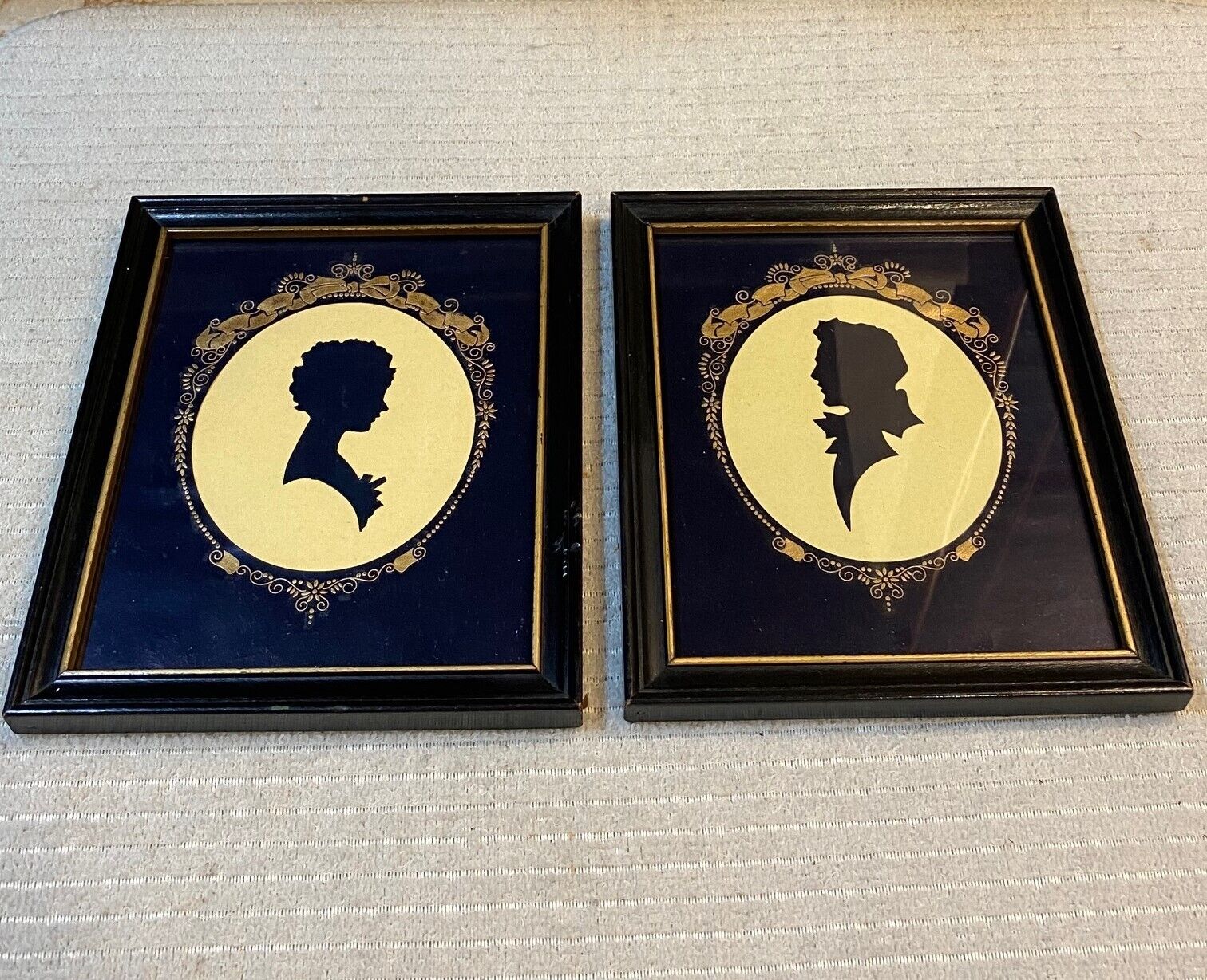 Victorian Antique Man Woman Framed Hand-Cut Silhouettes ALL ORIGINAL Excellent
