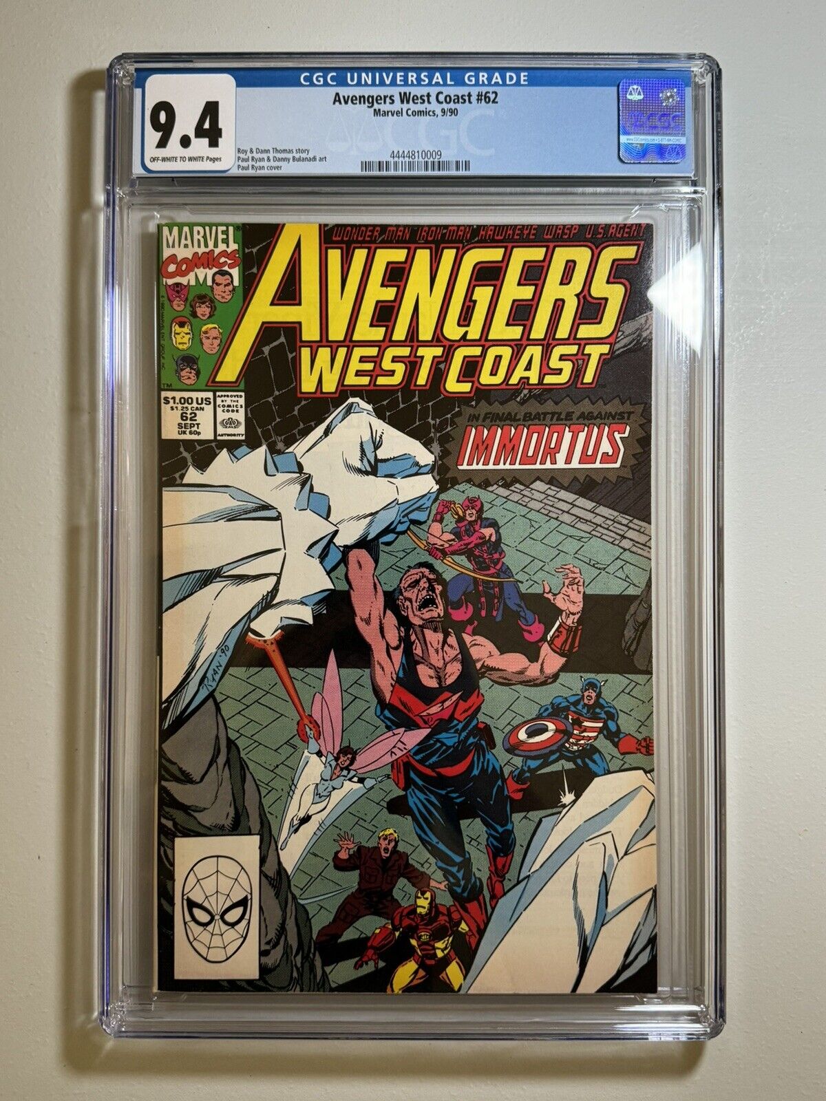 Avengers West Coast #62 (1990) 1st Appearance Time-Keepers CGC 9.4 Marvel