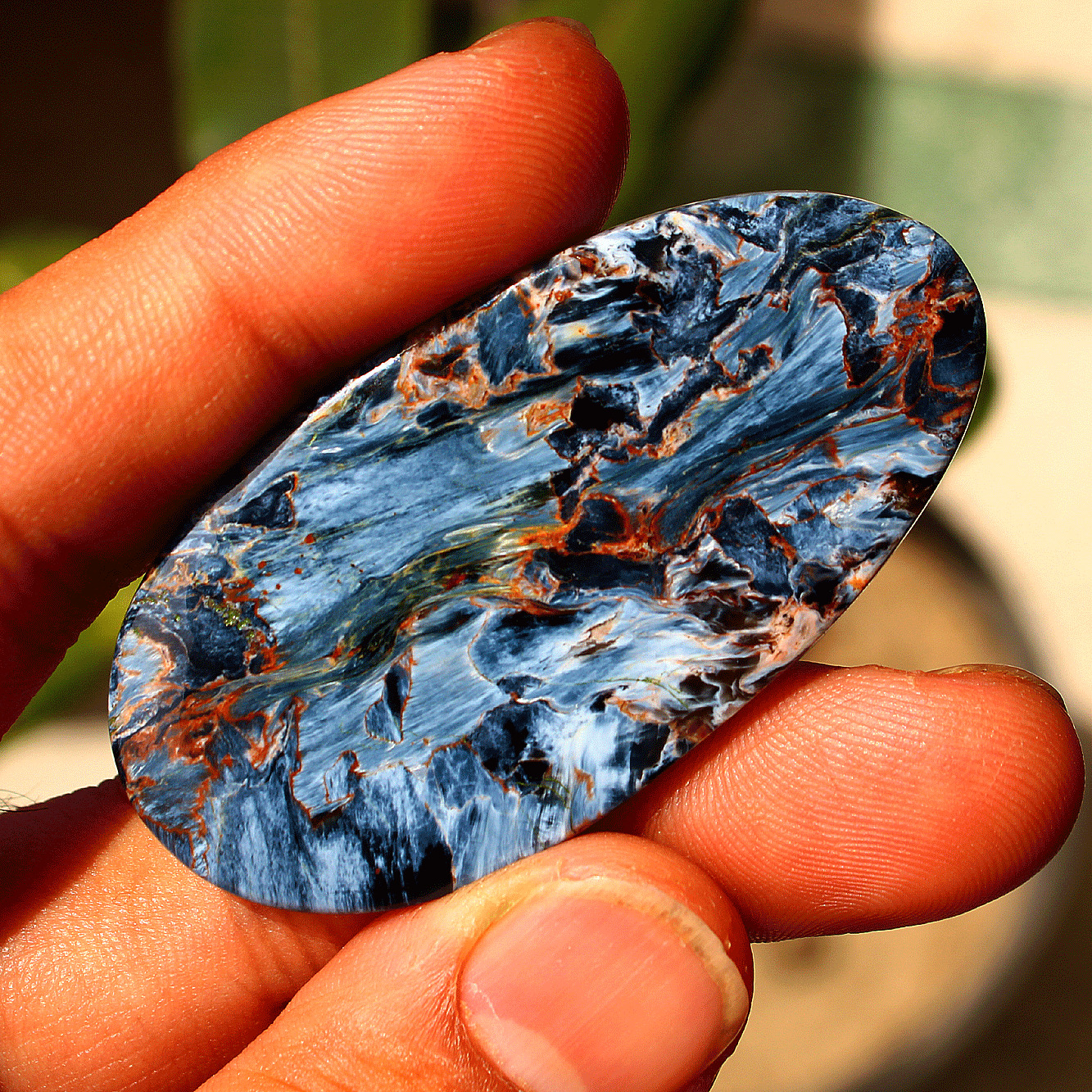 11.35g Natural Chatoyant Pietersite Crystal Palmstone Healing Mineral Specimen