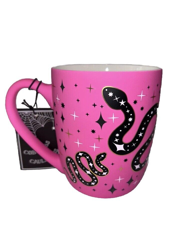 Cobwebs And Cauldrons Mug Black Snakes Hot Pink Soft Touch Halloween New