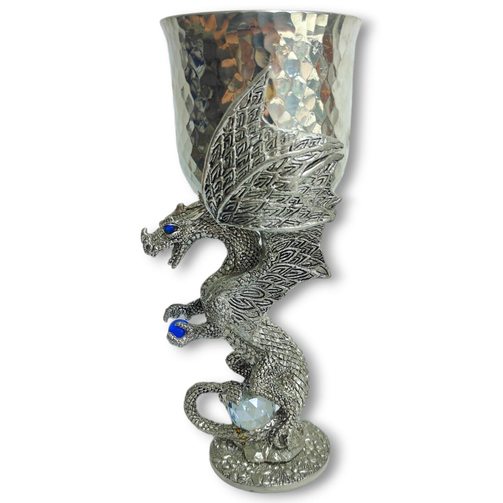 Fellowship Foundry Limited Edition Platinum Hammered Crystal Dragon Goblet
