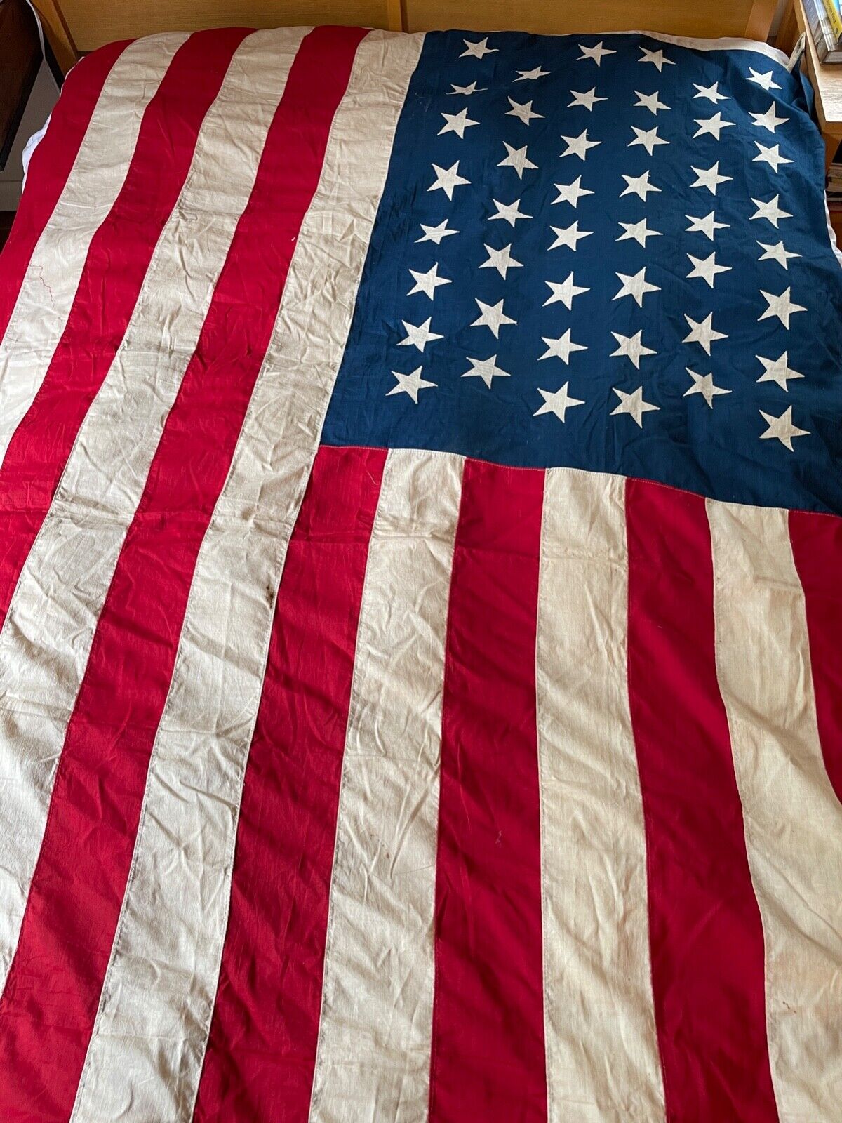 Antique 46-Star Sewn On American Flag Cotton 56\